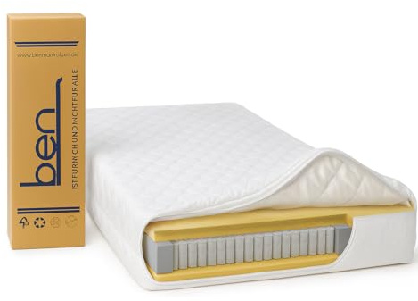 Ben Matratze 90x200 cm - Wendematratze H3/H4, 23 cm Höhe, 7-Zonen Taschenfederkern, ergonomisch, atmungsaktiv und mit waschbarem Bezug