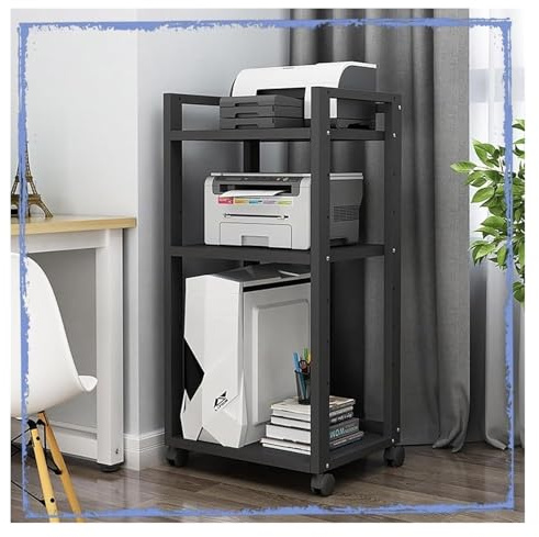 Stufiger HiFi Rack, Plattenspieler-Ständer, 3/4-stufiger Medienständer, verstellbare Regale, offenes Entertainment-Stereo-Rack(Black+Black,3 Tier-100cm)