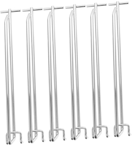 FIXOSHEE 6 Pièces Crochets Doubles pour Panneau Perforé Métal Porte Étiquettes et Support Dobjets Robuste pour Magasin Atelier et Garage Charge et Chute
