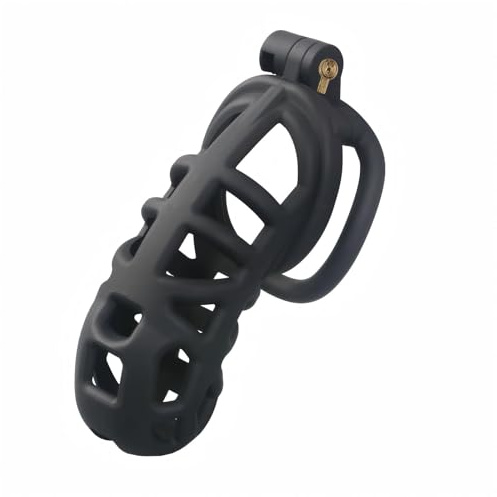Cage de Chasteté Pénis en Résine avec 4 Anneaux de Taille Différente Sex Toys Chastity Cage avec Serrure Invisible et 2 Clés Cage Chastetée avec Contention du Pnis de l'Homme (Large)