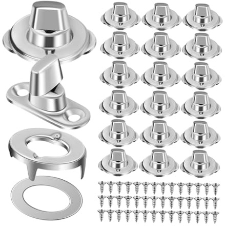 Baluue Stainless Steel Twist Lock Fasteners and Quick Assembly Hardware 40 Set Turn Button Eyelet and Stud Screws Corrosion Resistant for Canvas Tarps and Sails for Large Scale Outdoor