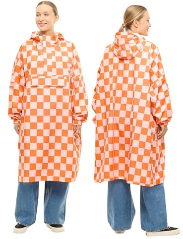 LARKSON Poncho Antipioggia Donna Uomo Rosso Rosa – Lykke | Impermeabile Pioggia per Bicicletta Outdoor Festival, Colonna d'Acqua da 10000mm, Giacca Antipioggia con Cuciture Nastrate