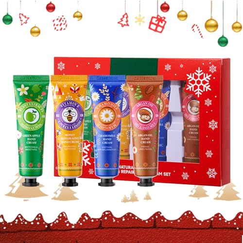 Kit de crème pour les mains de Noël pour les mains très sèches, cadeau de Noël, crème hydratante pour l'hiver - Petits cadeaux pour femmes et filles, crème de soin pour les mains fissurées