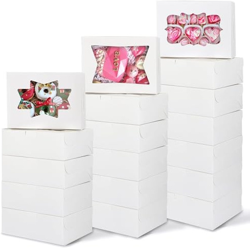 24 Pezzi Scatole Per Torte Con Finestra, Bianco Scatole per Cupcake