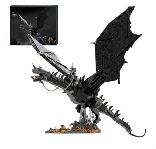 MikaBrical Fantasie-Drache 80 cm Groß Klemmbausteine Set, 2199 Teile | Dragon Modular Building Bausatz für Erwachsene, Ring Fans & Sammler, Kompatibel mit Youmko YM011