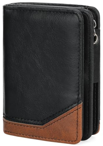 GAEKEAO Portafoglio Uomo, Portacarte in Similpell, Portamonete Uomo con 10 Scomparti per Carte, Finestra ID, Tasca per Monete con Cerniera, Portafogli Minimalista Compatto, Regalo per Uomini