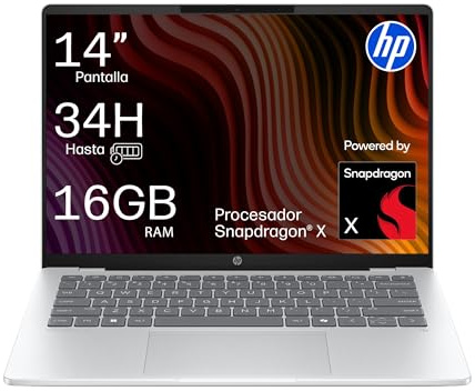 HP OmniBook 5 14-he0000nsx - Ordenador Portátil 14” OLED (1920x1200) | Snapdragon X AI PC, 16GB RAM, 512GB SSD, hasta 34h batería, Windows 11, QWERTY Español, Plata, Sin Cargador Incluido