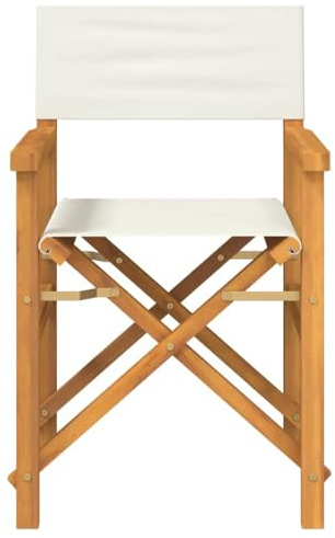 HFMDRMU Klappbarer Regiestuhl aus massivem Teakholz, Creme, ideal für Garten, Terrasse, Wohnzimmer oder Camping