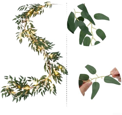Feeshoppher Edera rampicante artificiale, 190 cm, realistica, in tessuto verde, per appendere alla parete, recinzione e traliccio, ghirlanda di piante finte per interni ed esterni (stile B)