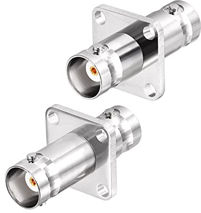 Superbat BNC Female to Female Flange Panel Chassis Mount Connector 2Pcs | 50 Ohm, for VNA, Oscilloscope, Radio Scanner, Antenna Analyzer, Surveillance Camera, Medical/ Test Device