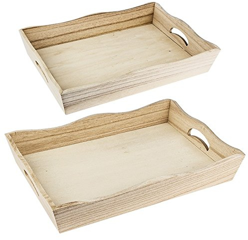 Ideen mit Herz Bandejas de madera, 5,5 cm x 31 cm x 21 cm y 6,5 cm x 33 cm x 23 cm, 2 unidades, bandeja para servir, decoración de mesa, decoración de habitaciones, bandeja para decoupage,