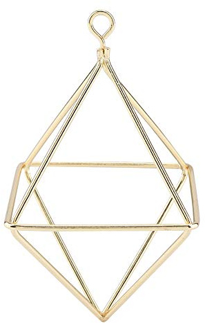 Garosa Geometrischer Luftpflanzenhalter, Dreieckiger Hängekorb aus Eisendraht, Gold, 6x6x9cm, für Bromelien und Dekoration
