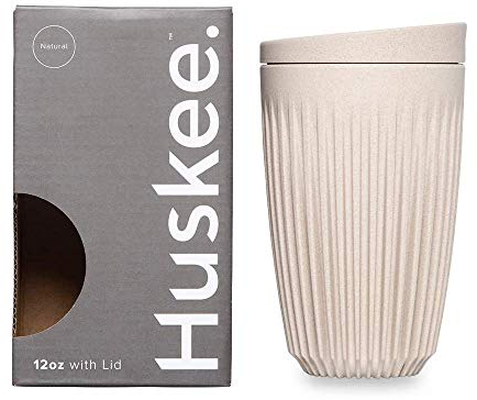 HUSKEE 12oz HuskeeCup Coffee and Tea Cup and Lid (Natural Color)