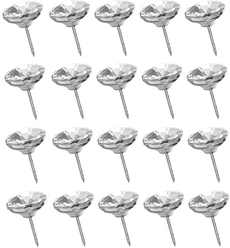 ZAYI 20 mm Diamant-Kristall-Polsternägel für Sofa, Kopfteil, Möbel, Wanddekoration, 20 Stück (20 mm)