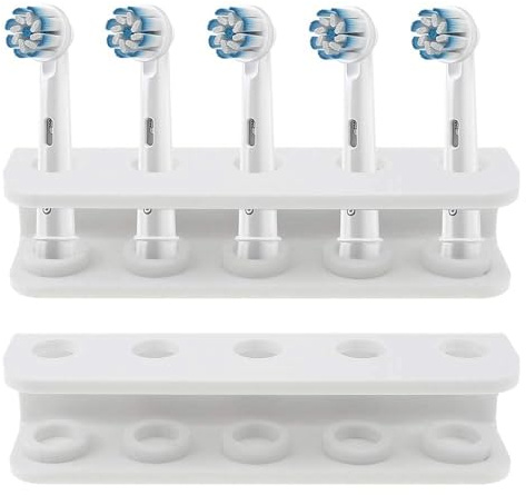 SRunDe Porta Testine Spazzolino Elettrico Supporto per 5 Testine Bianco | Porta Spazzolino Elettrico Portaspazzolino Elettrico Autoportante per il Bagno Robusto ed Elegante