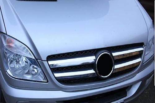 RECAMBO | Parrilla frontal | compatible para Mercedes Sprinter W906 | 2006-2013 | Listones acero inoxidable cromado | Embellecedor protector de radiador