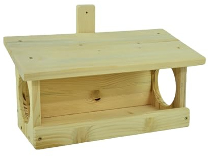 Natural Wooden Bird Feeder House for Wild Garden Birds Large Mounted Feeding Station Box