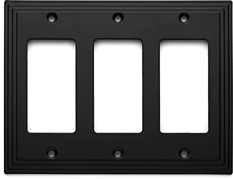 Cosmas 25084-FB Flat Black Triple GFI/Decora Rocker interruptor de pared cubierta de placa de interruptor