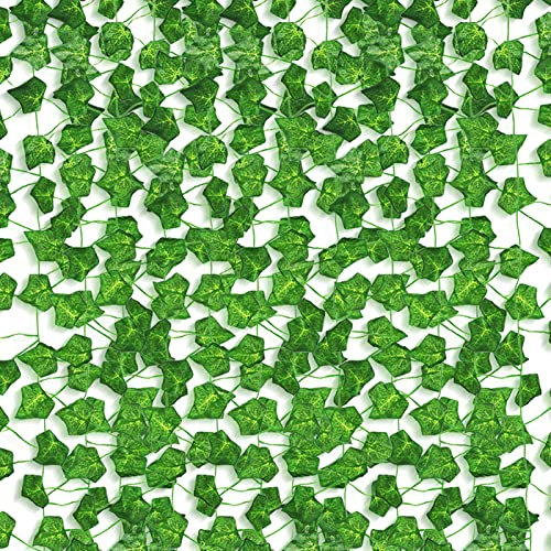 Edera artificiale, confezione da 12 pezzi di piante finte edera finta, ghirlanda di edera, foglie verdi, piante da appendere per matrimoni, feste, giardino, decorazione della casa