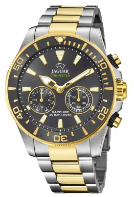 JAGUAR Hybrid Smartwatch Herren Edelstahl 316L - 20 ATM, Analog, Musiksteuerung, Schrittzähler, Anrufbenachrichtigungen - J889/4