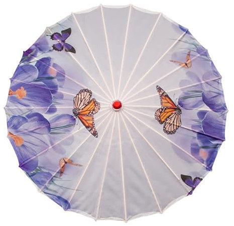 Vocttaiy Parasol Chinese Style Classical Oil Paper Umbrella Rainproof Umbrella, Parasol Pendent Floral Mulitcolor Paper and Bamboo Painted Paper Parasol (X), X Large