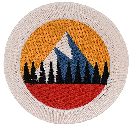 Finally Home Kleiner Berge Patch zum Aufbügeln | Vintage Berg Patches Mini Baum Bügelbild Wald Aufbügler Bäume Aufnäher Wanderer Outdoor Bügelpatch