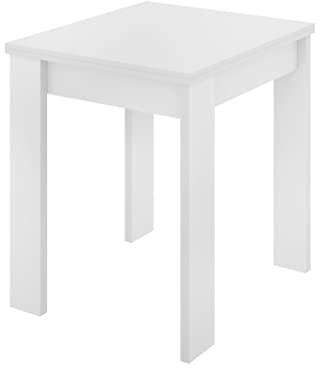 DEKIT GRUPO RIMOBEL BOK Mesa de Comedor Cocina Extensible, Melamina, Blanco, 77-79-77x67-134x67 cm