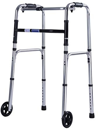 Andador con ruedas plegable con 2 ruedas, marco de ayuda para la movilidad para caminar, liviano y ajustable en altura, reposabrazos para muletas para adultos mayores bariátricos (# 2) Decoration