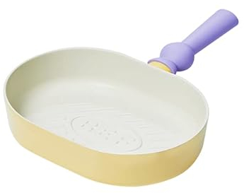 Neoflam Better Finger Kitchen Non Stick 10 Inch BBQ Oval Grill Pan with Handle, Healthy Cooking Nonstick Ceramic Coating Skillet, Induction Compatible Cookware, Made in Korea (24cm Grill Pan)