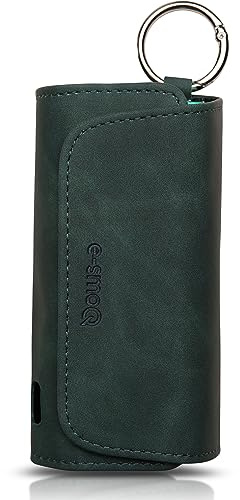 [20+ Colori] e-smoQ Custodia per IQOS ILUMA, Cover in Pelle PU di Alta Qualità - Borsello/Astuccio Sigaretta Elettronica, Organizer per Accessori (Verde)