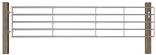 Homgoday Cancello da Giardino in Acciaio 5 Sbarre (150-400)x90cm Argento, Cancello per Recinzione da Esterno Cancello per Giardino,Porta Staccionata Pedonale Barriera per Cortile Cancelletto Giardino