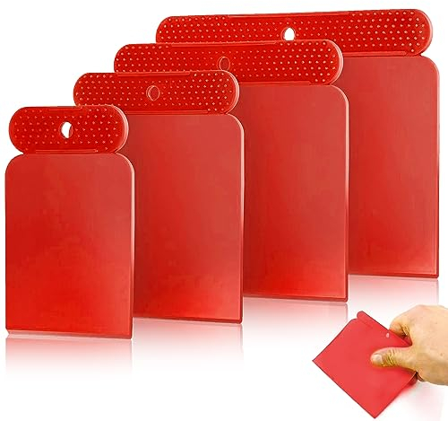 Cozevdnt 4 Stück Kunststoffspachtel, Kunstoff Spachtel Set, Glättespachtel Set, Flexibel Und Säurefest, Besonders Präzise 45°-Kante - 50MM 80MM 100MM 120MM