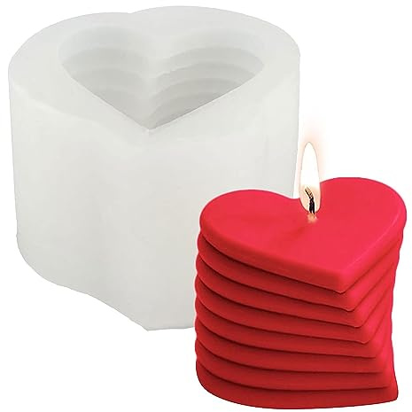 Stampi per candele 3D a forma di cuore in silicone per uso alimentare, forme per candele, formine per candele, artigianato per realizzare candele