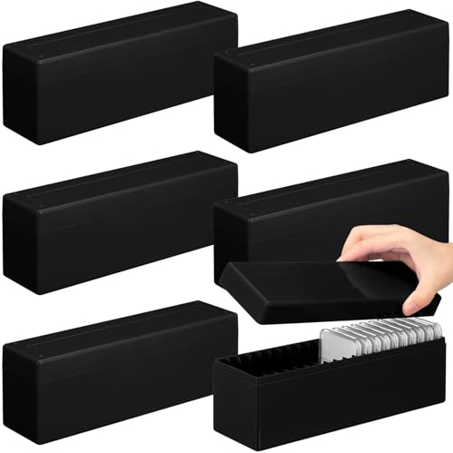 Wenqik 6 Stück Kunststoff-Aufbewahrungsbox mit 20 Platten-Münzhaltern Münzsammelbox Münzbehälter für Sammler, Zuhause, Büro, Schule, Bankbedarf (schwarz)