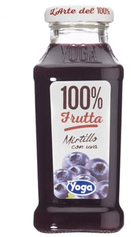 Yoga Succo di Frutta Mirtillo 100% Confezione da 12 Bottiglie da 200 ml