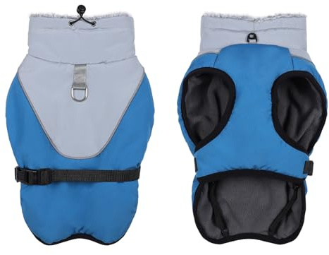 Savlot Hundemantel: Reflektierende Hunde-Wintermäntel mit Verstellbarer Schnalle, Wasserfest, für kleine, Mittelgroße und Große Hunde, Blau, M