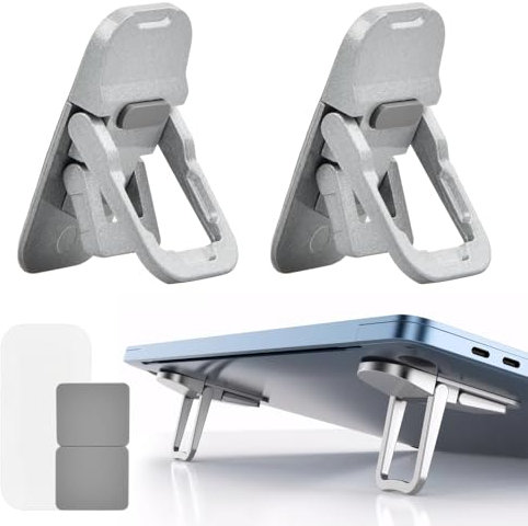 Chstarina 2 Pieces Portable Keyboard and Laptop Riser, Mini Stand, Invisible, Foldable Kickstand, Feet for Computer and Desk, Office