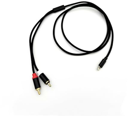 Qczhiwen RCA Aux Cable for iPhone, 2-Male RCA to IOS Adapter, iPhone to Aux Cable, Audio Stereo Aux Cord Compatible with iPhone iPad iPod Touch for Home, Car and Speakers Amplifier (1.2M)