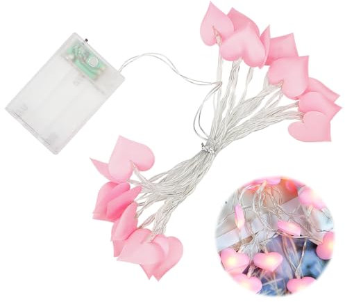 ZJIVQO 3M Fairy Lights for Bedroom Pink Heart Shape Light Led String Lights Decorative Fairy Battery Powered String Wall Light Wedding Party Home Christmas Decoration