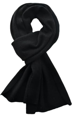 Kaschmir-Schal für Damen, einfarbig, Winterschal, Strickschal, kurze Wollschals, Schwarz , Kids115CM