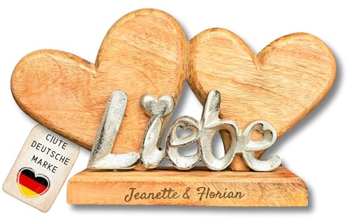 C|UTE – Massive Holzherzen personalisiert mit dem Schriftzug - Liebe - | Hochzeitsgeschenk Geld, Silberhochzeit Geschenk, Geldgeschenk, Hochzeitsgeschenke für Brautpaar, Hochzeitstag & Jahrestag
