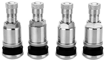 Hsthe Sea Lot de 4 valves de Jante universelles en métal argenté, valves de Pneu en Acier pour Jantes en Alliage, Valve de Roue de Voiture en métal 11 mm