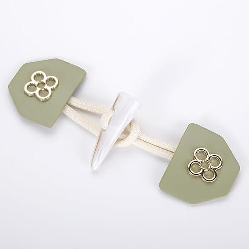 ZENZDS 6/12 Paar 34 mm grüne Leder-Horn-Kippknöpfe, Leder-Kippknöpfe zum Aufnähen, Knebelverschluss für Mäntel, Windjacken