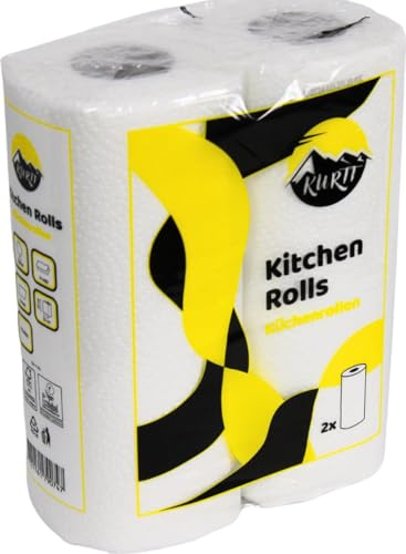 KURTT Küchenrollen 32 Rollen à 50 Blatt – 2-lagiges Küchenpapier hochweiß, 100% Zellstoff – saugstarkes & reißfestes Haushaltspapier (Küchenkrepp) für Küche, Haushalt & Büro