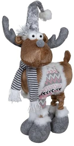 itsisa XL Elch mit Teleskopbeinen (77-97 cm) im Winteroutfit - Weihnachtsdeko, Winterdeko, Advent, Dekoration Weihnachten