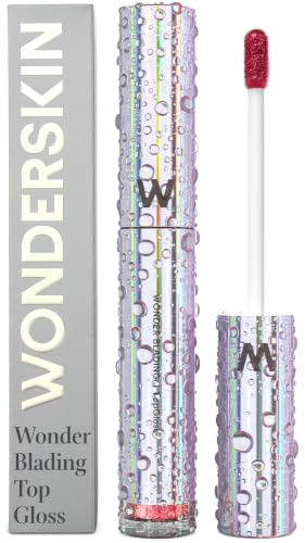 Wonderskin Lipgloss – Roter Glitzer-Topgloss, lang anhaltender Glanz | Ein hochglänzender, leuchtend rubinroter Schimmer verleiht Lippenstift oder Lippenfarbe eine umwerfende Dimension.