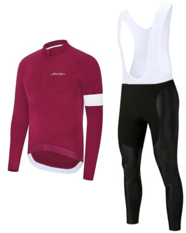 Moxilyn Winter Fleece Radtrikot Set Langarm Herren Thermische Fahrradbekleidung Radsportanzüge Fahrradtrikot mit Thermofleecefutter Fahrradhose mit Sitzpolster + 20D Gel für Radfahren MTB