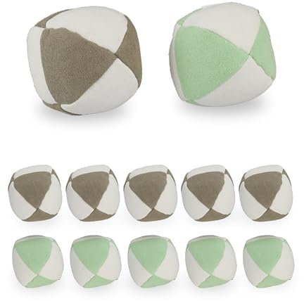 Relaxdays Jonglierbälle, 12er Set, Ø 5 cm, Jonglieren Lernen, Anfänger Jonglierset, Kugelfüllung, weiche Wurfbälle, bunt
