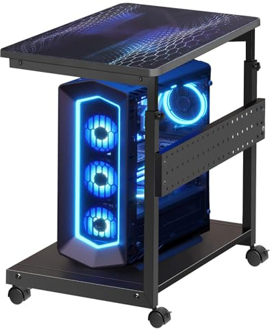 support pour processeur à 2 couches - Réglable en hauteur - Boîtier ATX - Imprimante de bureau - Avec roulettes et tapis de souris