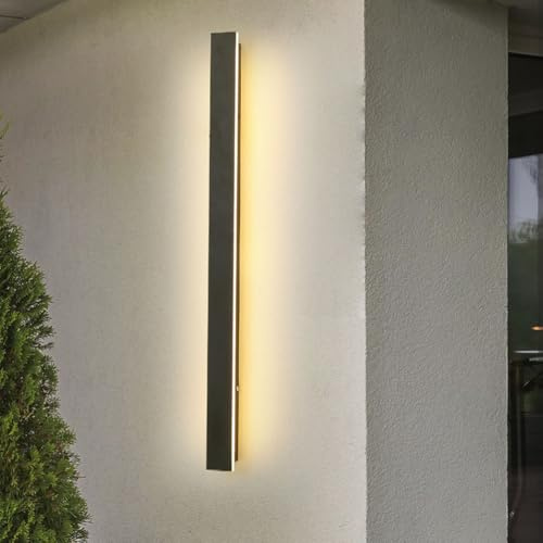 AoLa Lámpara de Pared Larga Luz de Pared Exterior e Interior Aplique de Pared Villa 12W 3000K Blanco Cálido Aplique estanco IP65 para Jardines, terrazas, dormitorios, Salones 60cm